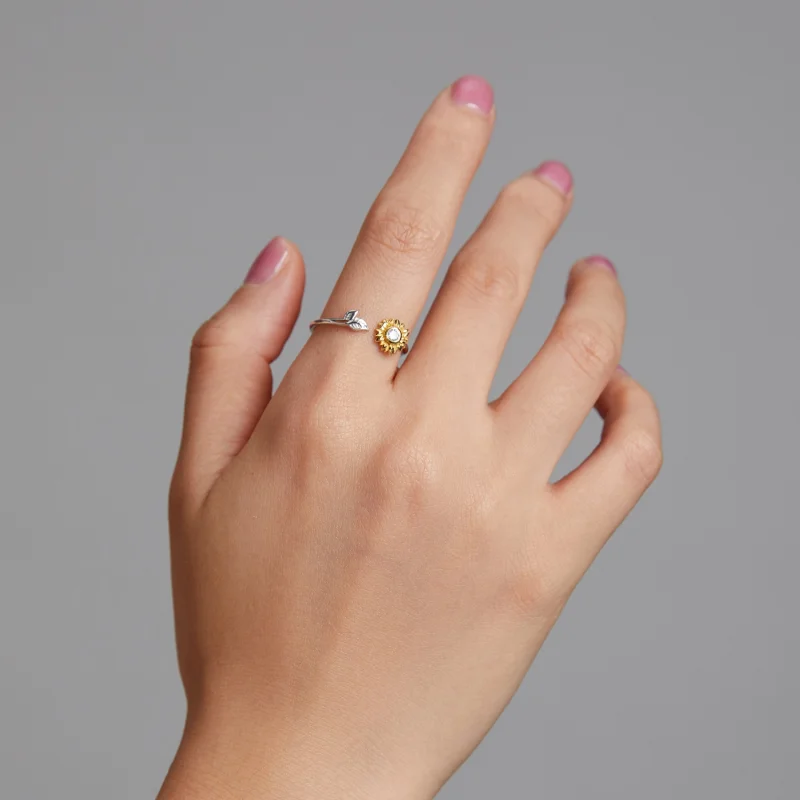 (afbeelding voor) Pandora Style Zonnebloem Open Ring - BSR213 - Bekijken 6