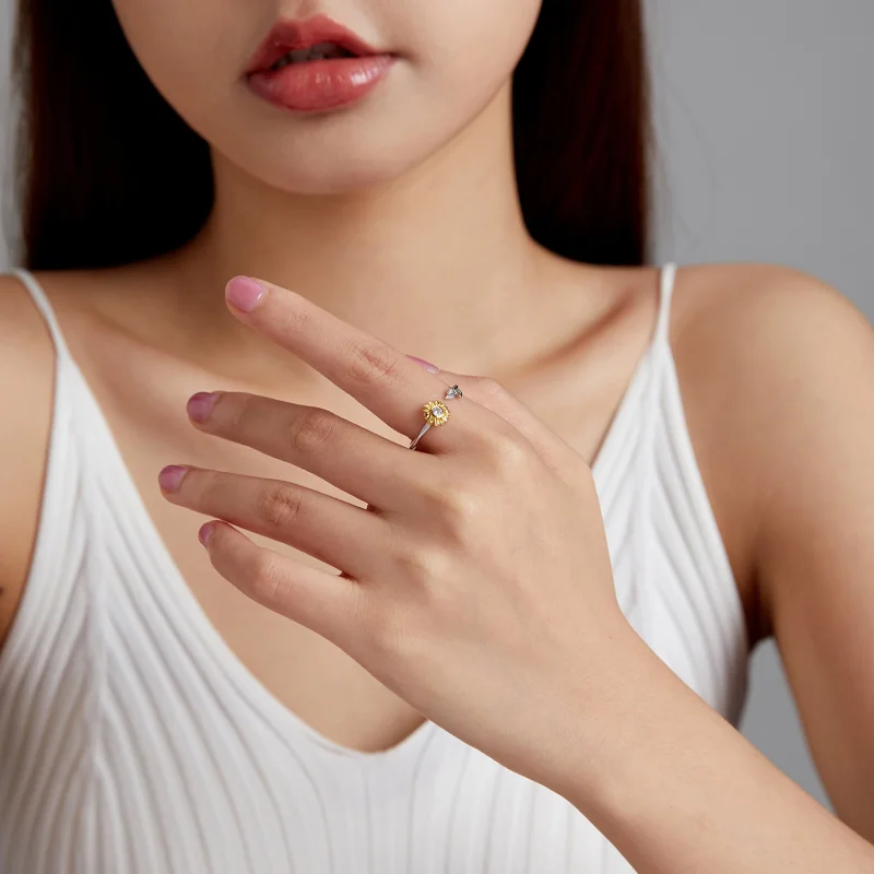 (afbeelding voor) Pandora Style Zonnebloem Open Ring - BSR213 - Bekijken 7