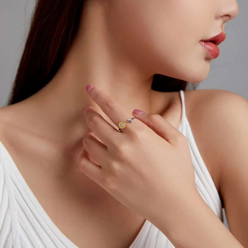 (afbeelding voor) Pandora Style Zonnebloem Open Ring - BSR213 - Bekijken 9