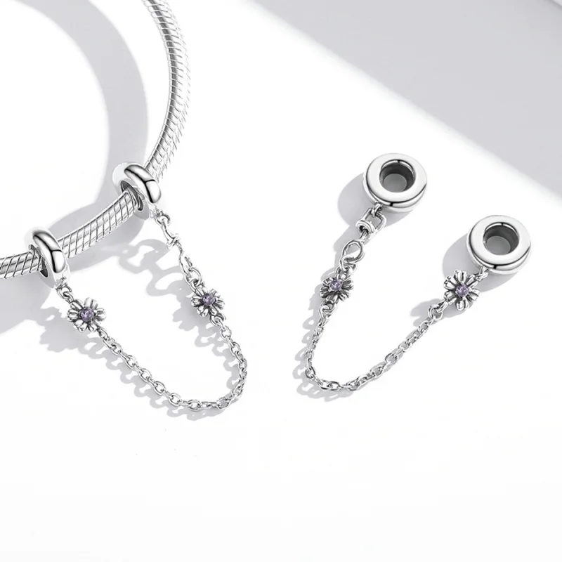 (afbeelding voor) Pandora Style Retro Bloemen Veiligheidsketting - SCC2100 - Bekijken 4