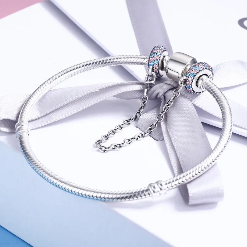 (afbeelding voor) Pandora Style Roze Blauw Wonder Veiligheidsketting - SCC379 - Bekijken 5