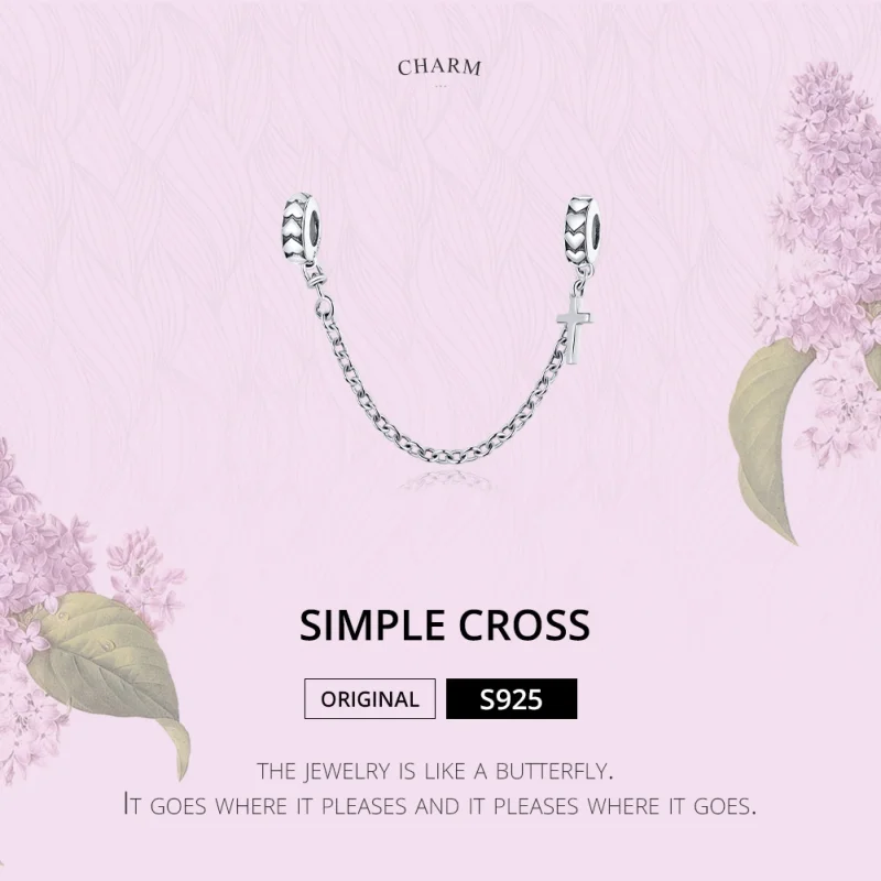 (afbeelding voor) Pandora Style Eenvoudig kruis Veiligheidsketting - BSC362 - Bekijken 6