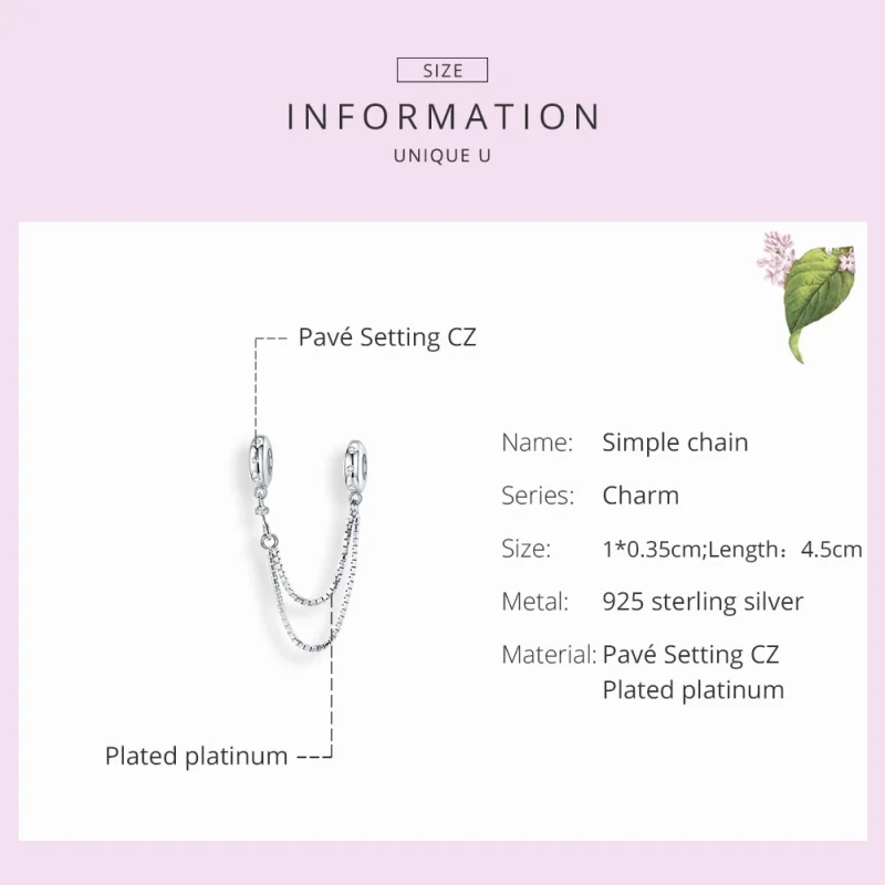 (afbeelding voor) Pandora Style Eenvoudige ketting Veiligheidsketting - SCC1419 - Bekijken 7