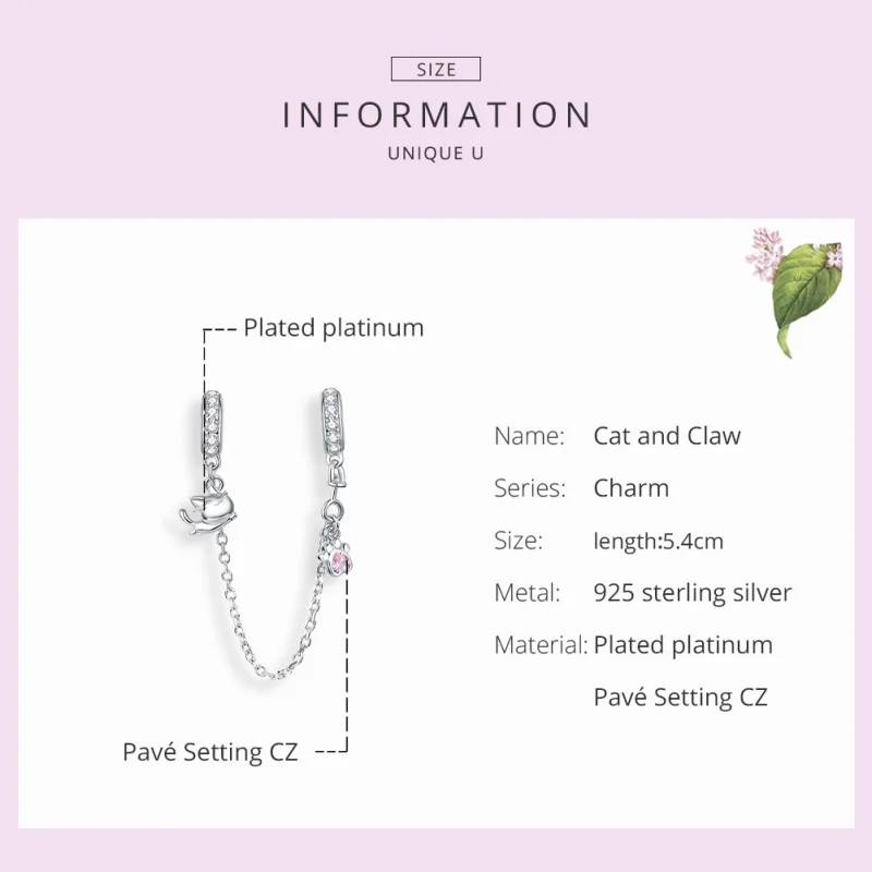 (afbeelding voor) Pandora Style Kat en klauw Veiligheidsketting - BSC243 - Bekijken 7