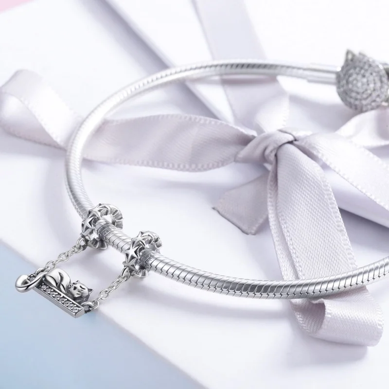 (afbeelding voor) Pandora Style slapende kat Veiligheidsketting - SCC856 - Bekijken 4