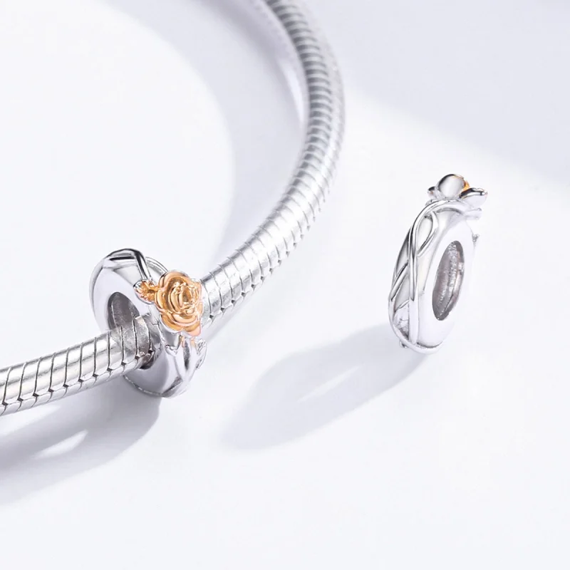 (afbeelding voor) Pandora Style Bicolor Lover Rose Bloemen Spacer Bedel - BSC146 - Bekijken 4