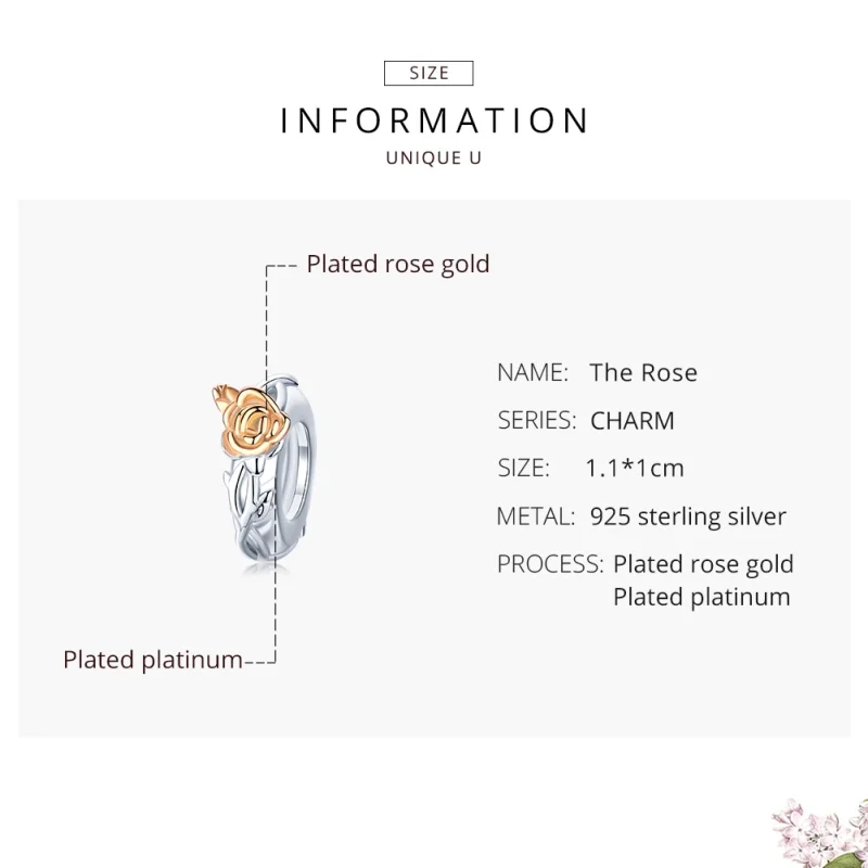 (afbeelding voor) Pandora Style Bicolor Lover Rose Bloemen Spacer Bedel - BSC146 - Bekijken 7