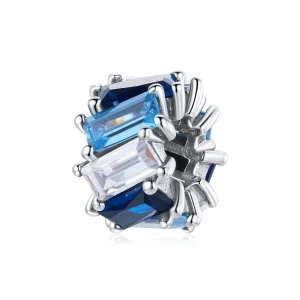 (afbeelding voor) Pandora Style Blauw vierkant Spacer Bedel - SCC1806