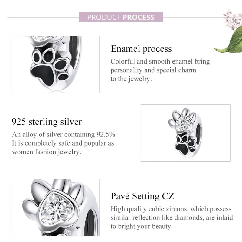 (afbeelding voor) Pandora Style Budding Paw Print Spacer Bedel - SCC1846 - Bekijken 6