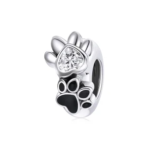 Pandora Style Budding Paw Print Spacer Bedel - SCC1846 (afbeelding voor) Pandora Style Budding Paw Print Spacer Bedel - SCC1846