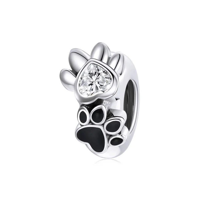 (afbeelding voor) Pandora Style Budding Paw Print Spacer Bedel - SCC1846