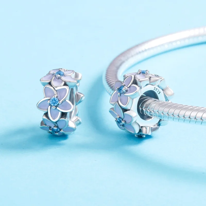 (afbeelding voor) Pandora Style Paarse bloemen Spacer Bedel - SCC601 - Bekijken 5