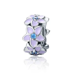 (afbeelding voor) Pandora Style Paarse bloemen Spacer Bedel - SCC601