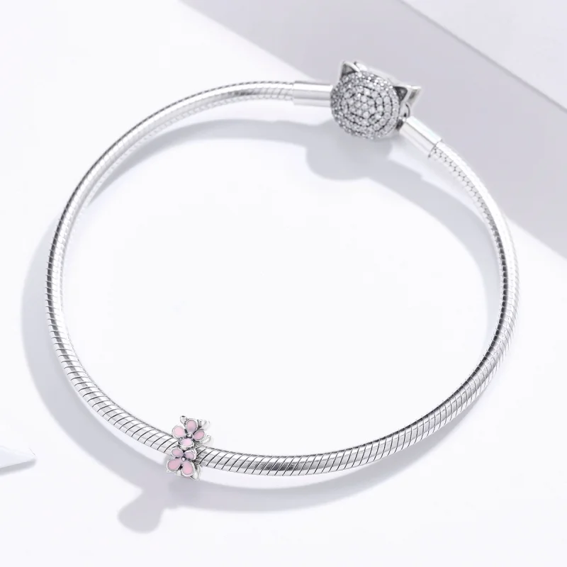 (afbeelding voor) Pandora Style Roze bloem Spacer Bedel - SCC1484 - Bekijken 3