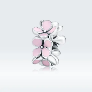 (afbeelding voor) Pandora Style Roze bloem Spacer Bedel - SCC1484