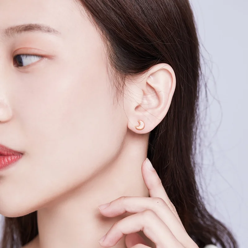 (afbeelding voor) Pandora Style Asymmetrische Maan Oorknopjes - SCE691 - Bekijken 6