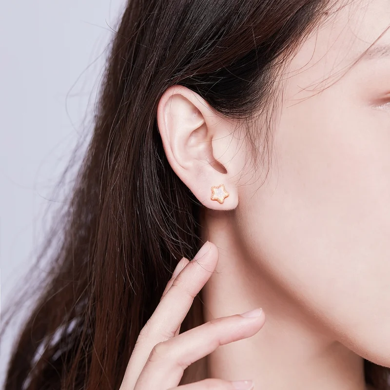 (afbeelding voor) Pandora Style Asymmetrische Maan Oorknopjes - SCE691 - Bekijken 7