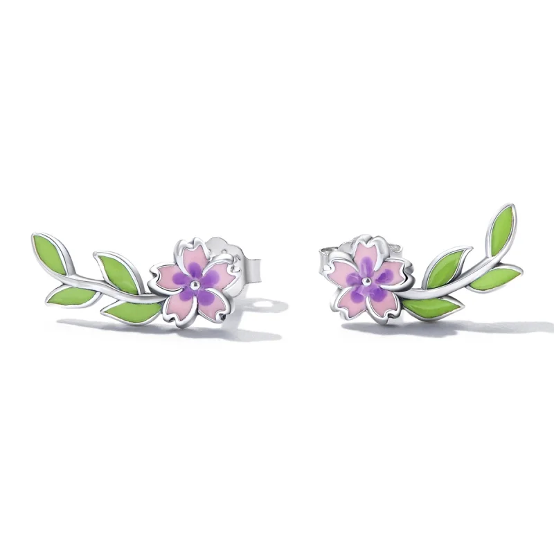 (afbeelding voor) Pandora Style Bloemen Bladeren Oorknopjes - SCE1391 - Bekijken 2