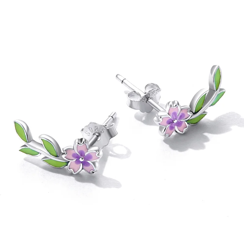 (afbeelding voor) Pandora Style Bloemen Bladeren Oorknopjes - SCE1391 - Bekijken 3