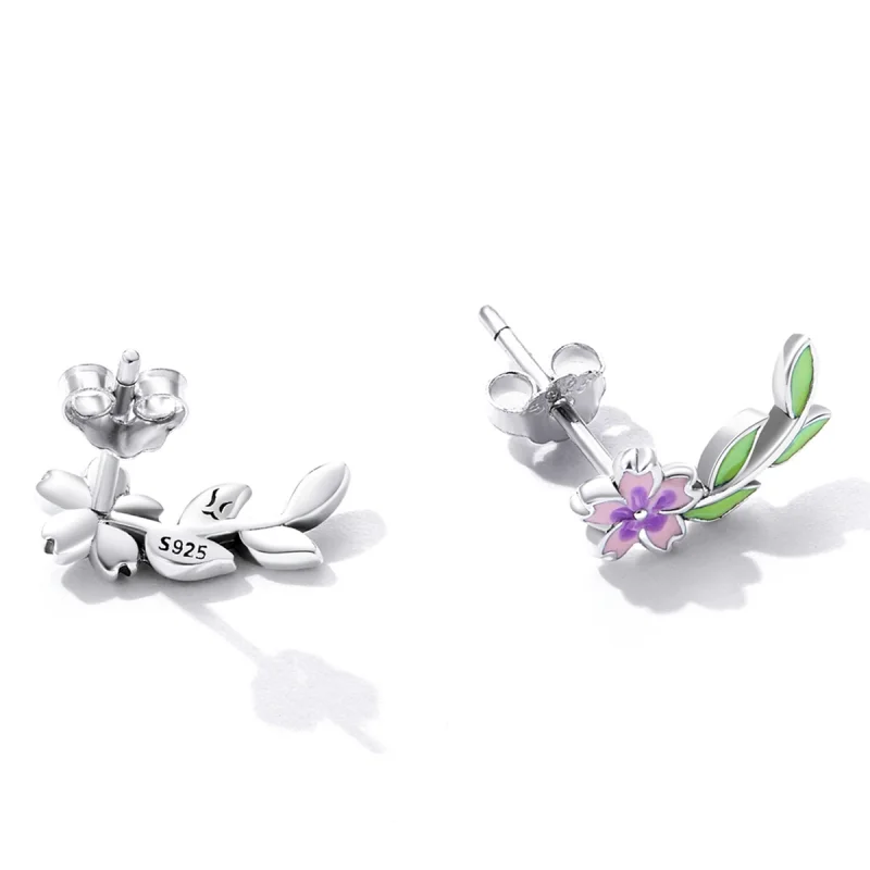 (afbeelding voor) Pandora Style Bloemen Bladeren Oorknopjes - SCE1391 - Bekijken 4