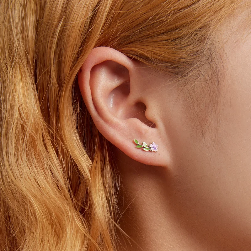 (afbeelding voor) Pandora Style Bloemen Bladeren Oorknopjes - SCE1391 - Bekijken 5