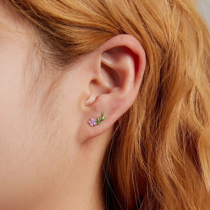 (afbeelding voor) Pandora Style Bloemen Bladeren Oorknopjes - SCE1391 - Bekijken 6