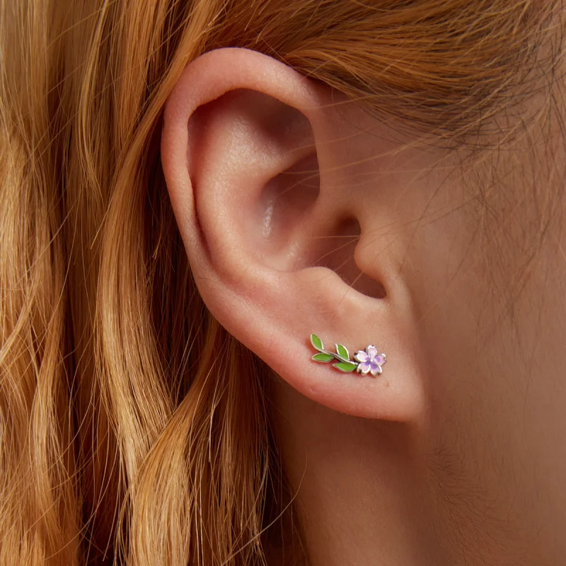 (afbeelding voor) Pandora Style Bloemen Bladeren Oorknopjes - SCE1391 - Bekijken 7