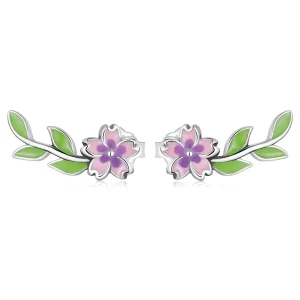 (afbeelding voor) Pandora Style Bloemen Bladeren Oorknopjes - SCE1391