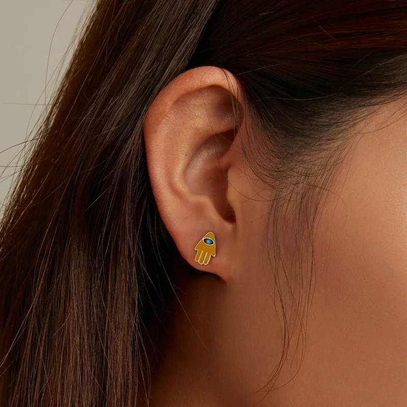 (afbeelding voor) Pandora Style Devil Eye Lucky Hand Set Oorknopjes - SCE1341 - Bekijken 5