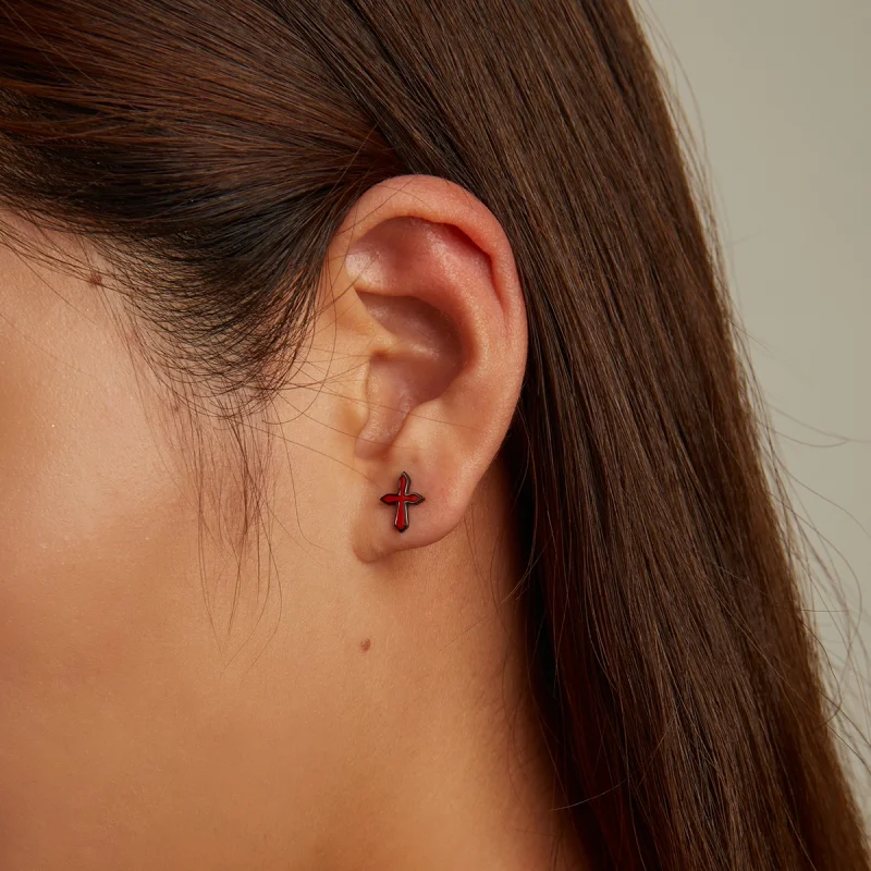 (afbeelding voor) Pandora Style Donker Kruis Oorknopjes - SCE1327 - Bekijken 5