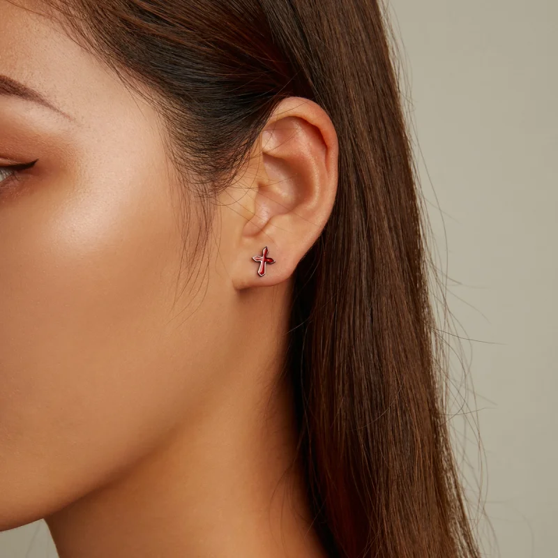 (afbeelding voor) Pandora Style Donker Kruis Oorknopjes - SCE1327 - Bekijken 7