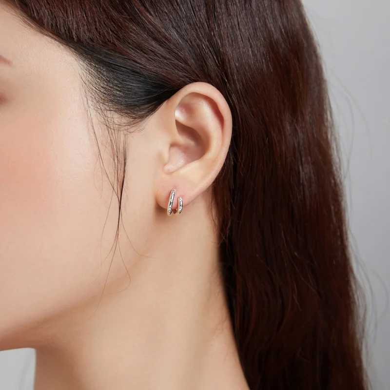 (afbeelding voor) Pandora Style Dubbele cirkel Oorknopjes - BSE494 - Bekijken 6