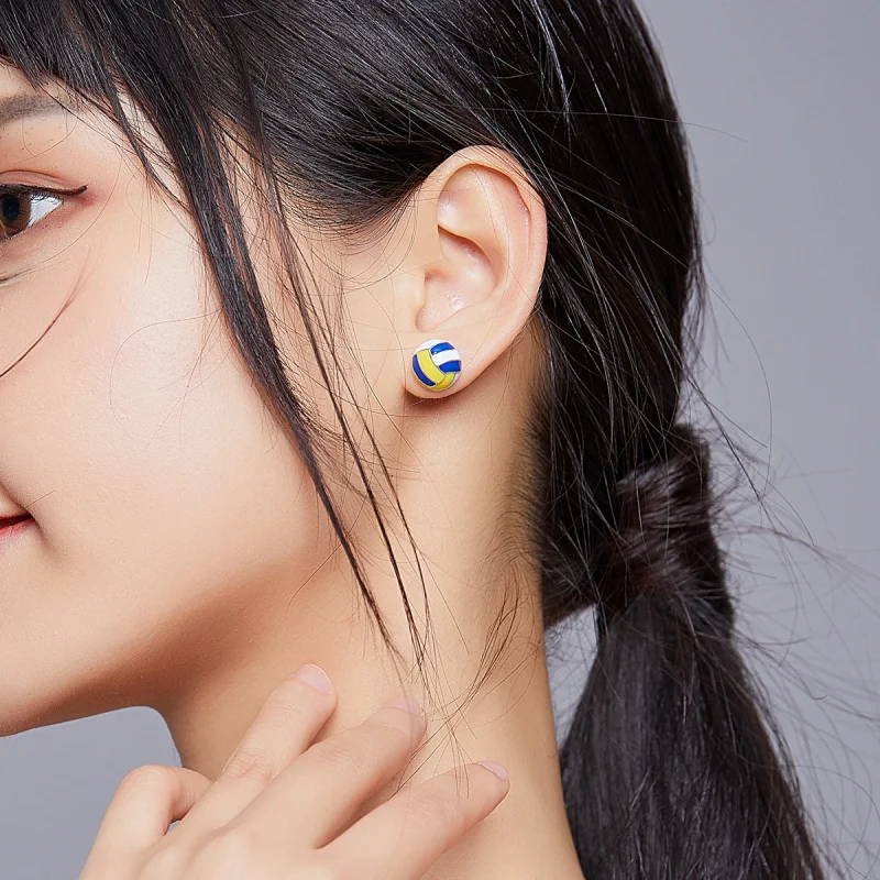 (afbeelding voor) Pandora Style Dynamisch Volleybal Oorknopjes - SCE902 - Bekijken 5