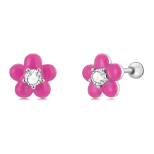 Pandora Style Fluorescerende roze bloemen Oorknopjes - SCE1353 (afbeelding voor) Pandora Style Fluorescerende roze bloemen Oorknopjes - SCE1353