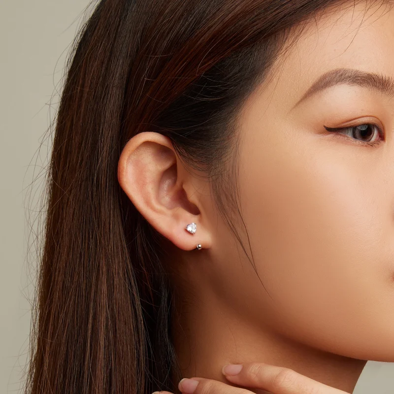 (afbeelding voor) Pandora Style Hart draad Oorknopjes - BSE697 - Bekijken 5