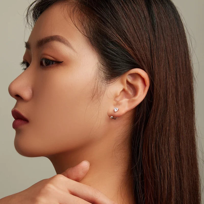 (afbeelding voor) Pandora Style Hart draad Oorknopjes - BSE697 - Bekijken 7