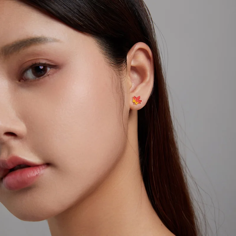 (afbeelding voor) Pandora Style Herfst - Maple Leaf Oorknopjes - SCE1244 - Bekijken 4