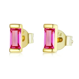 (afbeelding voor) Pandora Style Kleurrijke Cubic Zirkonium - Roze Oorknopjes - SCE1241-OR