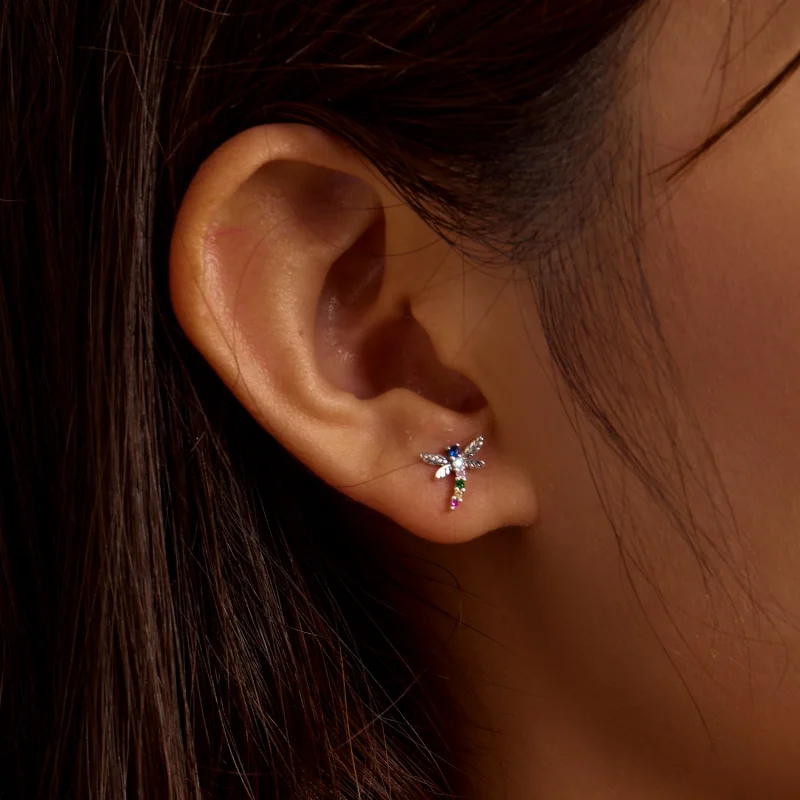 (afbeelding voor) Pandora Style Kleurrijke Dragonfly Oorknopjes - BSE515 - Bekijken 3