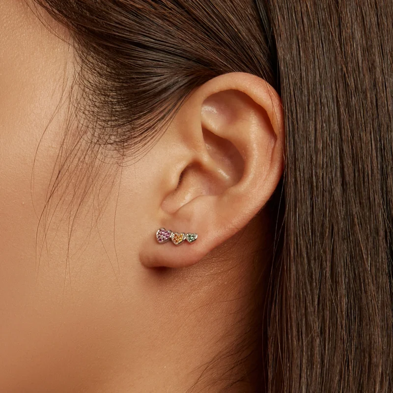 (afbeelding voor) Pandora Style Kleurrijke Harten Oorknopjes - BSE588 - Bekijken 7