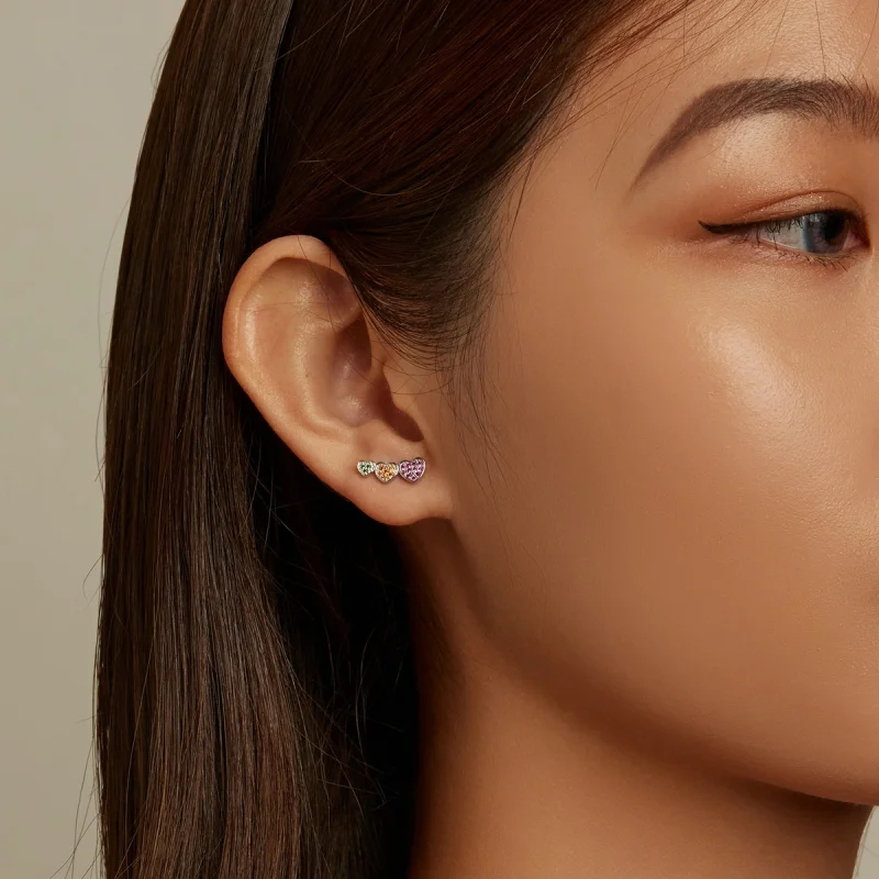 (afbeelding voor) Pandora Style Kleurrijke Harten Oorknopjes - BSE588 - Bekijken 8