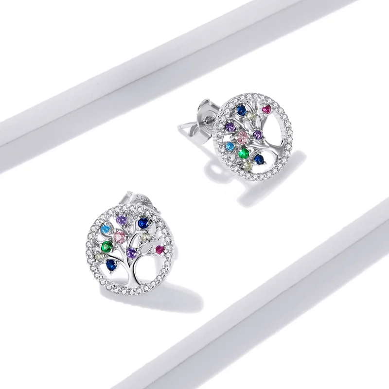 (afbeelding voor) Pandora Style Kleurrijke Levensboom Oorknopjes - BSE497 - Bekijken 2