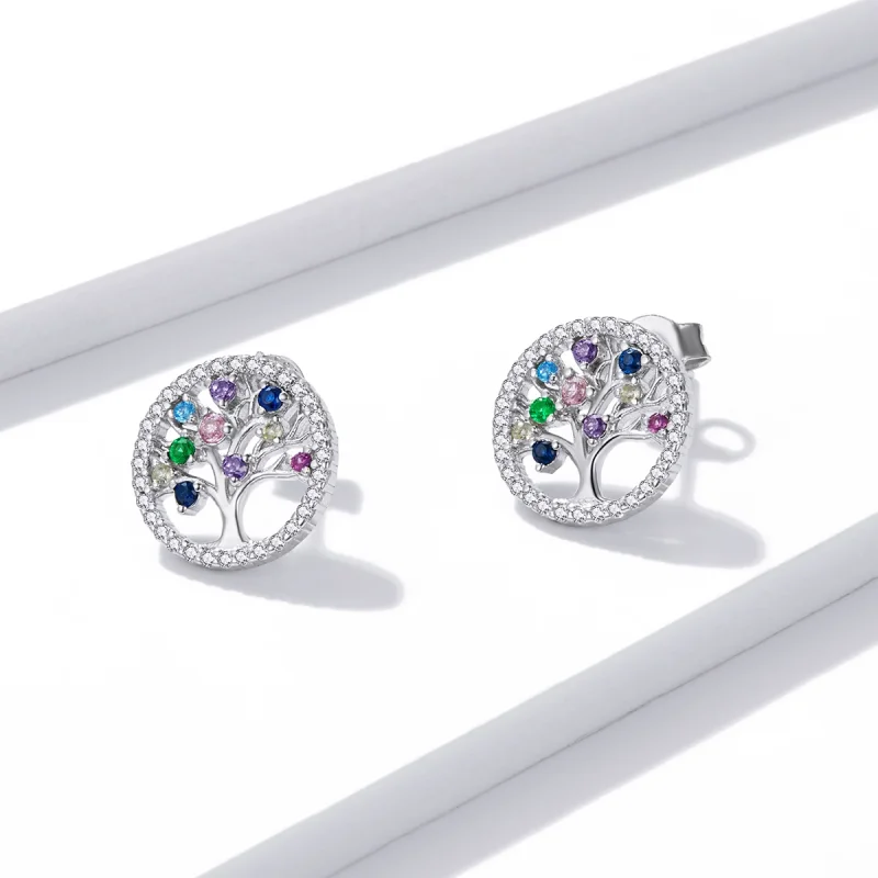 (afbeelding voor) Pandora Style Kleurrijke Levensboom Oorknopjes - BSE497 - Bekijken 4