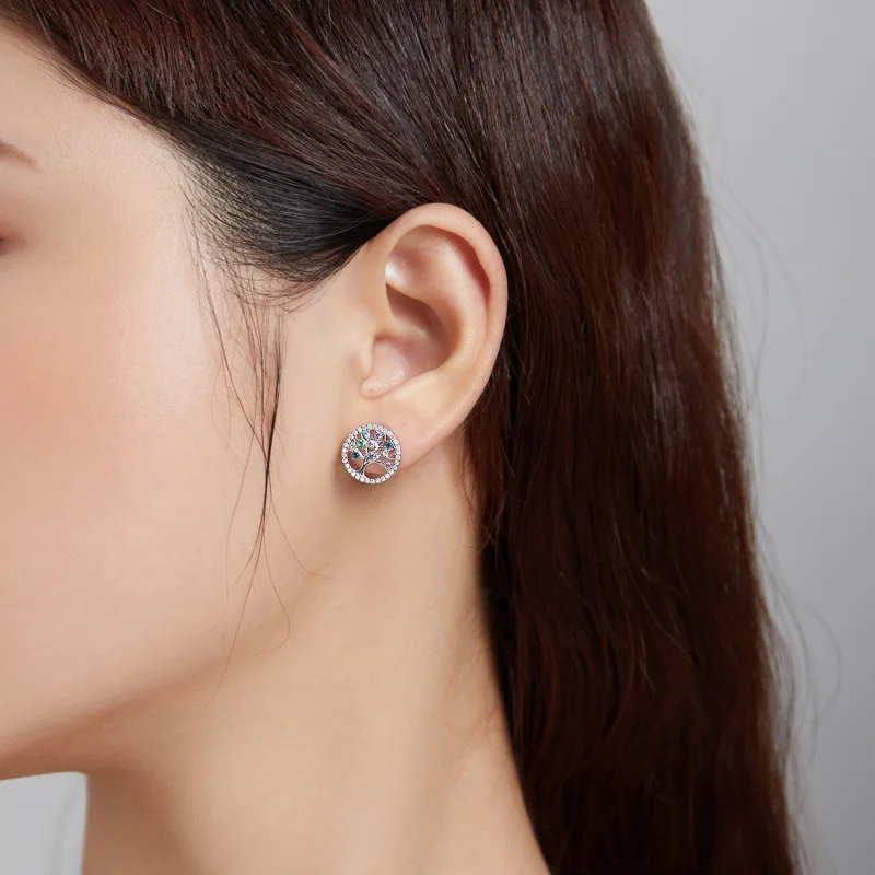 (afbeelding voor) Pandora Style Kleurrijke Levensboom Oorknopjes - BSE497 - Bekijken 6