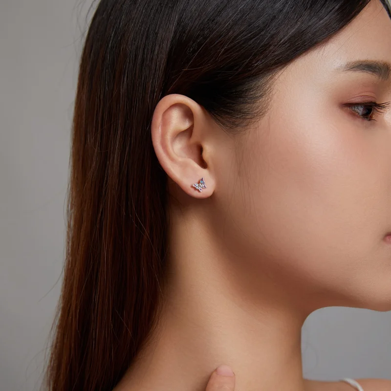 (afbeelding voor) Pandora Style Kleurrijke Vlinder Oorknopjes - BSE514 - Bekijken 9