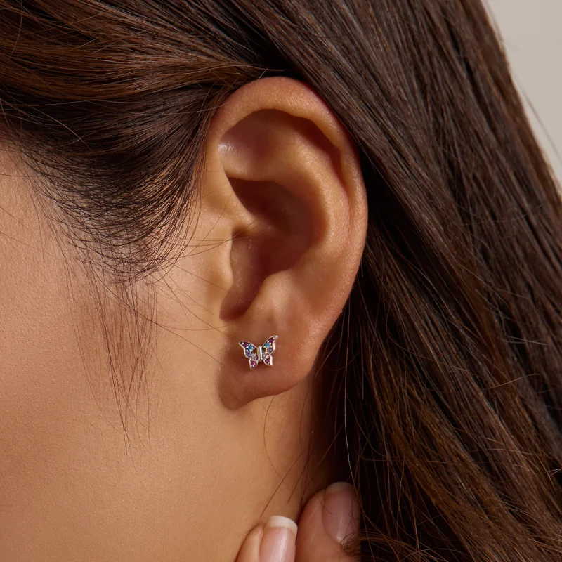 (afbeelding voor) Pandora Style Kleurrijke Vlinder Oorknopjes - BSE514 - Bekijken 11