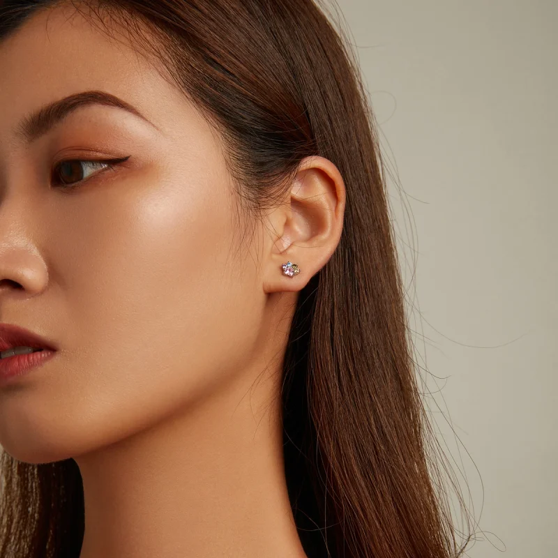 (afbeelding voor) Pandora Style Kleurrijke Zirkonium Schattige Klauwen Oorknopjes - SCE1334 - Bekijken 7