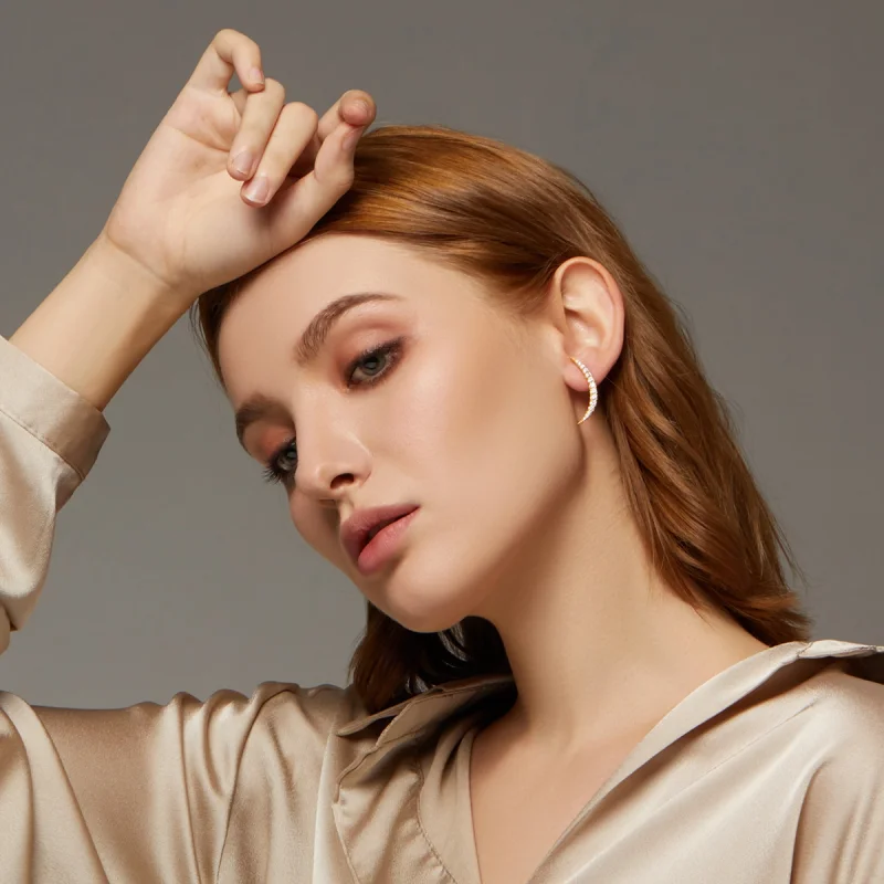 (afbeelding voor) Pandora Style Maansikkel Oorknopjes - BSE314 - Bekijken 7