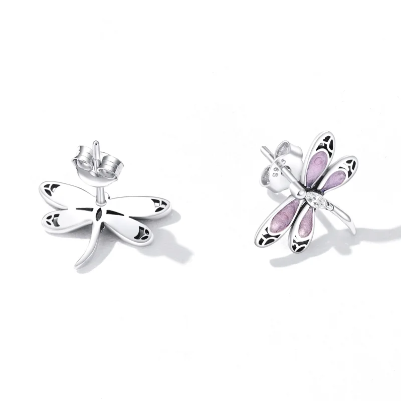 (afbeelding voor) Pandora Style Meisje Roze Dragonfly Oorknopjes - SCE1414 - Bekijken 3