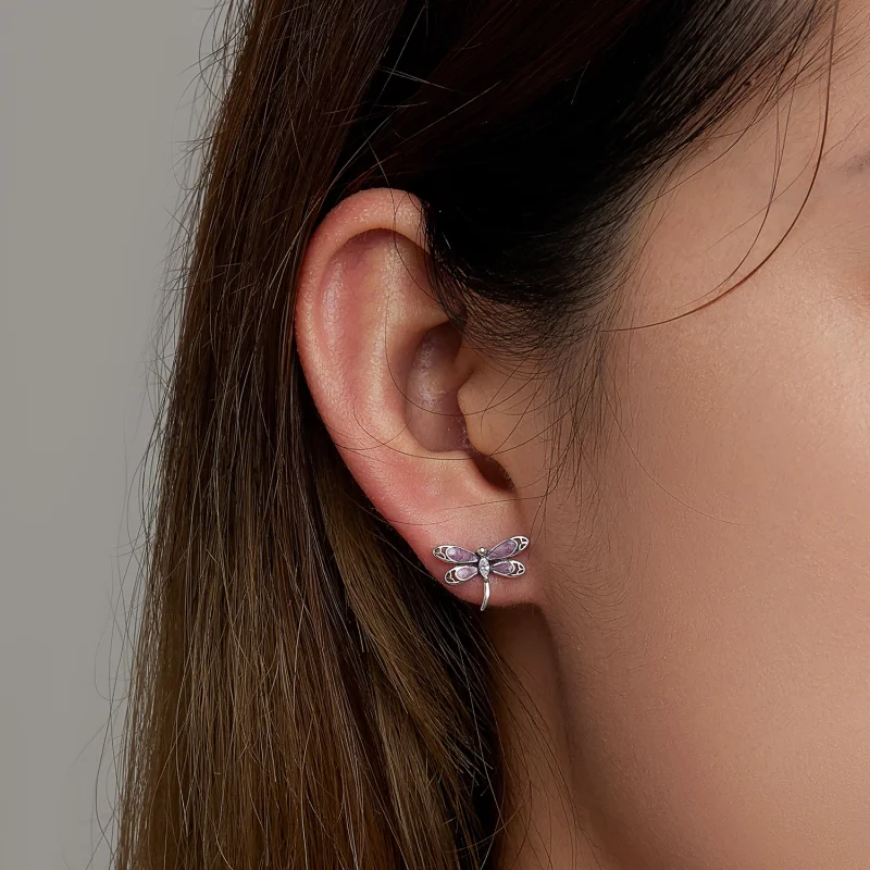 (afbeelding voor) Pandora Style Meisje Roze Dragonfly Oorknopjes - SCE1414 - Bekijken 6